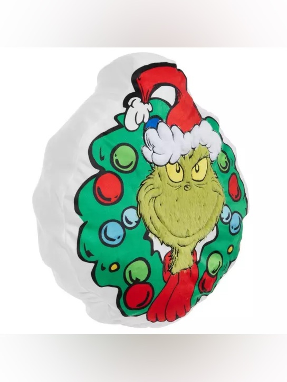Light Up Wreath Grinch Pillow